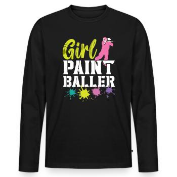 Girl Paintballer Paintball Player Paintballer - Men's Premium Organic Long Sleeve Shirt - black - Front - Nico (187cm)