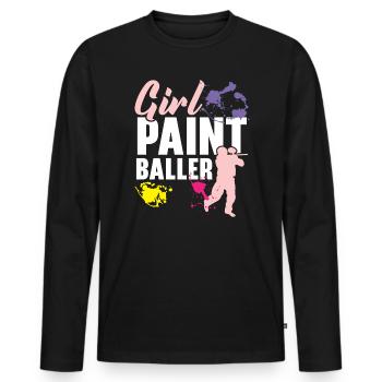 Girl Paintballer Paintball Player Paintballer - Men's Premium Organic Long Sleeve Shirt - black - Front - Nico (187cm)