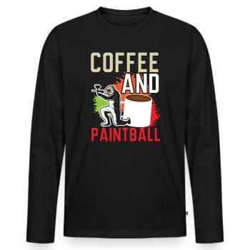 Coffee Drinker Paintball Player Paintballer - Men's Premium Organic Long Sleeve Shirt - black - Front - Nico (187cm)