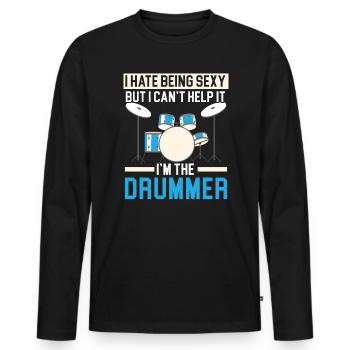 Drummer Musical Instrument Musician Drum Player - Men's Premium Organic Long Sleeve Shirt - black - Front - Nico (187cm)