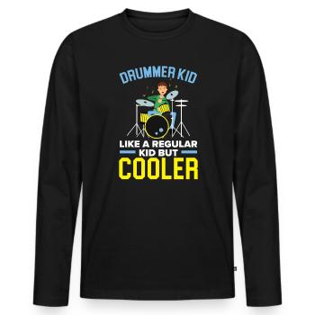 Drummer Musical Instrument Musician Drum Player - Men's Premium Organic Long Sleeve Shirt - black - Front - Nico (187cm)