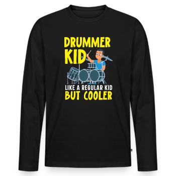 Drummer Musical Instrument Musician Drum Player - Men's Premium Organic Long Sleeve Shirt - black - Front - Nico (187cm)