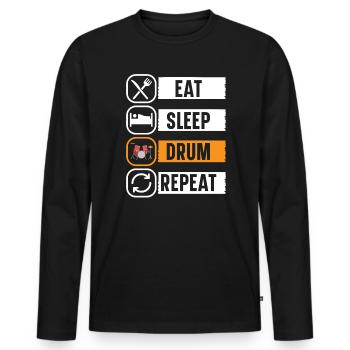 Schlagzeuger Musikinstrument Musiker Schlagzeuger - Männer Premium Bio Langarmshirt - Schwarz - Vorne - Nico (187cm)