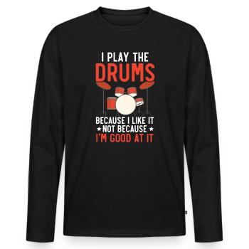 Drummer Musical Instrument Musician Drum Player - Men's Premium Organic Long Sleeve Shirt - black - Front - Nico (187cm)