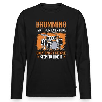 Drummer Musical Instrument Musician Drum Player - Men's Premium Organic Long Sleeve Shirt - black - Front - Nico (187cm)