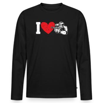 Paintball Paint Gun Paintball Player Paintballer - Men's Premium Organic Long Sleeve Shirt - black - Front - Nico (187cm)