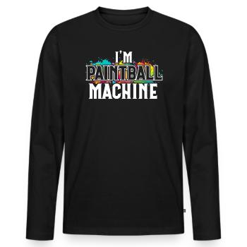 Paintball Machine Paintball Player Paintballer - Men's Premium Organic Long Sleeve Shirt - black - Front - Nico (187cm)
