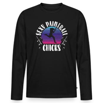 Paintball Paint Gun Paintball Player Paintballer - Men's Premium Organic Long Sleeve Shirt - black - Front - Nico (187cm)