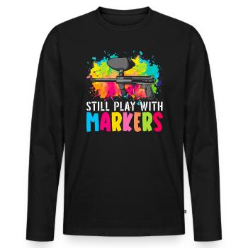 Still Play With Markers Paintball Paintballer - Men's Premium Organic Long Sleeve Shirt - black - Front - Nico (187cm)