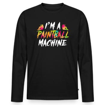 Paintball Machine Paintball Player Paintballer - Men's Premium Organic Long Sleeve Shirt - black - Front - Nico (187cm)