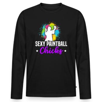 Paintball Paint Gun Paintball Player Paintballer - Men's Premium Organic Long Sleeve Shirt - black - Front - Nico (187cm)