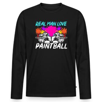 Paintball Paint Gun Paintball Player Paintballer - Men's Premium Organic Long Sleeve Shirt - black - Front - Nico (187cm)