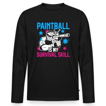 Paintball Paint Gun Paintball Player Paintballer - Men's Premium Organic Long Sleeve Shirt - black - Front - Nico (187cm)