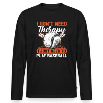 Baseball-Liebhaber Baseballspieler Baseball-Trainer - Männer Premium Bio Langarmshirt - Schwarz - Vorne - Nico (187cm)