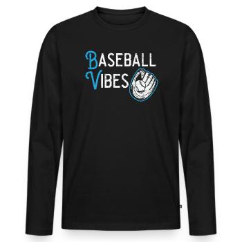 Amateur de baseball Joueur de baseball Entraîneur de baseball - T-shirt manches longues Premium bio Homme - noir - Devant - Nico (187cm)