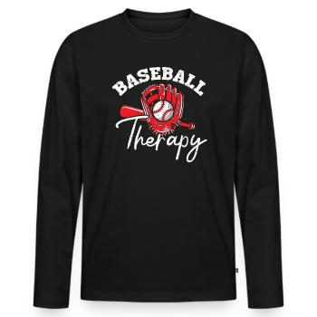 Baseball-Therapie Baseballspieler Baseball-Trainer - Männer Premium Bio Langarmshirt - Schwarz - Vorne - Nico (187cm)
