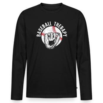 Baseball-Therapie Baseballspieler Baseball-Trainer - Männer Premium Bio Langarmshirt - Schwarz - Vorne - Nico (187cm)