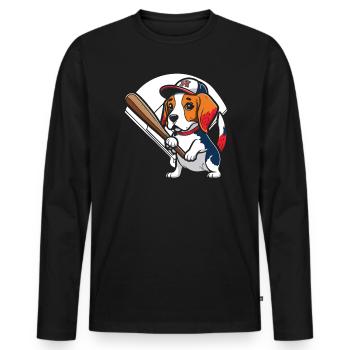 Baseball-Hund Baseball-Spieler Baseball-Trainer - Männer Premium Bio Langarmshirt - Schwarz - Vorne - Nico (187cm)