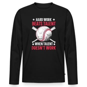 Hard Work Beats Talent When Talent Doesn't Work - Men's Premium Organic Long Sleeve Shirt - black - Front - Nico (187cm)