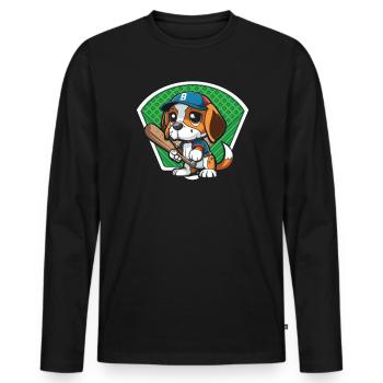 Baseball-Hund Baseball-Spieler Baseball-Trainer - Männer Premium Bio Langarmshirt - Schwarz - Vorne - Nico (187cm)