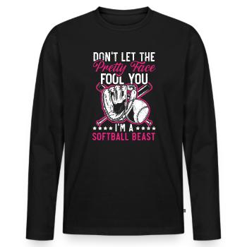 Baseball Girl Joueur de baseball Entraîneur de baseball - T-shirt manches longues Premium bio Homme - noir - Devant - Nico (187cm)