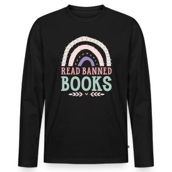 Lesen Sie verbotene Bücher Bücherwurm Buchliebhaber Bibliophile - Männer Premium Bio Langarmshirt - Schwarz - Vorne - Nico (187cm)