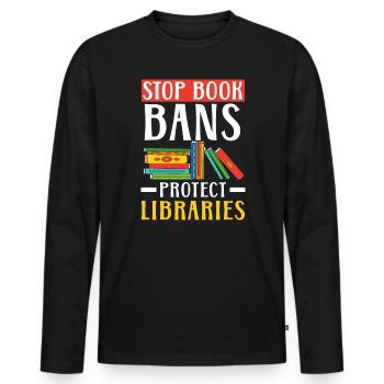 Lesen Sie verbotene Bücher Bücherwurm Buchliebhaber Bibliophile - Männer Premium Bio Langarmshirt - Schwarz - Vorne - Nico (187cm)
