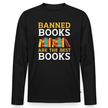 Lesen Sie verbotene Bücher Bücherwurm Buchliebhaber Bibliophile - Männer Premium Bio Langarmshirt - Schwarz - Vorne - Nico (187cm)