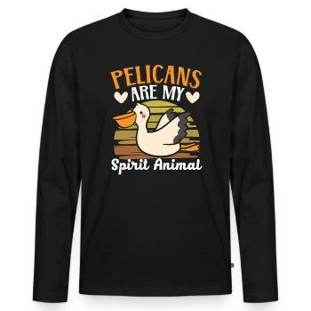 Amoureux des oiseaux Animal volant Ornithologie Pelicans - T-shirt manches longues Premium bio Homme - noir - Devant - Nico (187cm)