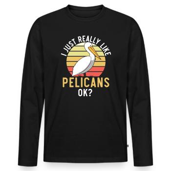 Amoureux des oiseaux Animal volant Ornithologie Pelicans - T-shirt manches longues Premium bio Homme - noir - Devant - Nico (187cm)