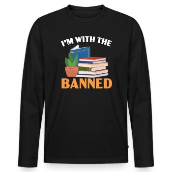 I'm With The Banned Bookworm Book Lover Reading - Men's Premium Organic Long Sleeve Shirt - black - Front - Nico (187cm)