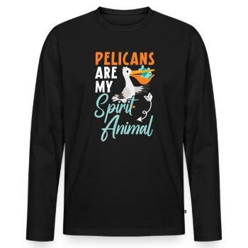 Amoureux des oiseaux Animal volant Ornithologie Pelicans - T-shirt manches longues Premium bio Homme - noir - Devant - Nico (187cm)
