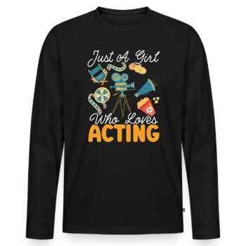 Theaterprobe Darsteller Künstler Schauspielerin Schauspieler - Männer Premium Bio Langarmshirt - Schwarz - Vorne - Nico (187cm)