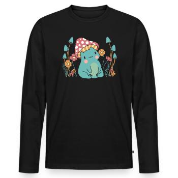 Cottagecore Champignon Esthétique Conservation de la nature - T-shirt manches longues Premium bio Homme - noir - Devant - Nico (187cm)