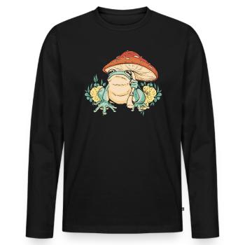 Cottagecore Champignon Esthétique Conservation de la nature - T-shirt manches longues Premium bio Homme - noir - Devant - Nico (187cm)