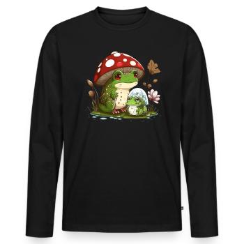 Cottagecore Champignon Esthétique Conservation de la nature - T-shirt manches longues Premium bio Homme - noir - Devant - Nico (187cm)