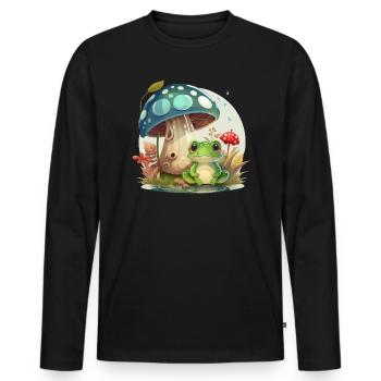 Cottagecore Champignon Esthétique Conservation de la nature - T-shirt manches longues Premium bio Homme - noir - Devant - Nico (187cm)