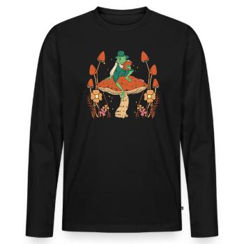 Cottagecore Champignon Esthétique Conservation de la nature - T-shirt manches longues Premium bio Homme - noir - Devant - Nico (187cm)