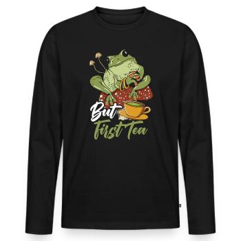 Cottagecore Mushroom Aesthetic Nature Conservation - Men's Premium Organic Long Sleeve Shirt - black - Front - Nico (187cm)