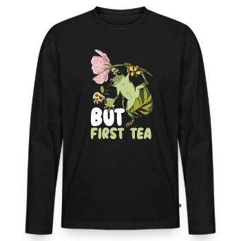 Cottagecore Mushroom Aesthetic Nature Conservation - Men's Premium Organic Long Sleeve Shirt - black - Front - Nico (187cm)
