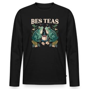 Cottagecore Champignon Esthétique Conservation de la nature - T-shirt manches longues Premium bio Homme - noir - Devant - Nico (187cm)