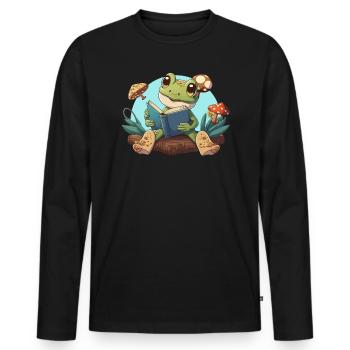 Cottagecore Champignon Esthétique Conservation de la nature - T-shirt manches longues Premium bio Homme - noir - Devant - Nico (187cm)