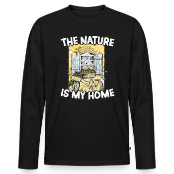 Cottagecore Champignon Esthétique Conservation de la nature - T-shirt manches longues Premium bio Homme - noir - Devant - Nico (187cm)