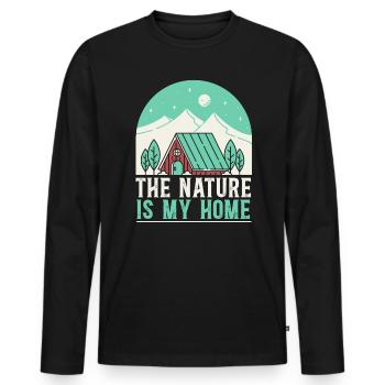 Cottagecore Champignon Esthétique Conservation de la nature - T-shirt manches longues Premium bio Homme - noir - Devant - Nico (187cm)
