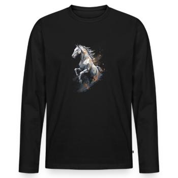Springpferd Polygon im Staub - Männer Premium Bio Langarmshirt - Schwarz - Vorne - Nico (187cm)