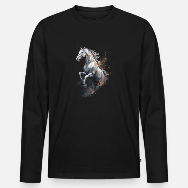 Springpferd Polygon im Staub - Männer Premium Bio Langarmshirt - Schwarz