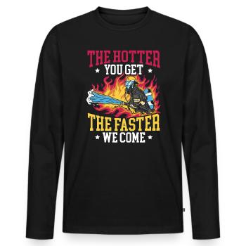 Fireman Fire Rescue Firefighter Firetruck - Men's Premium Organic Long Sleeve Shirt - black - Front - Nico (187cm)