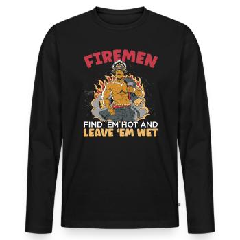 Feuerwehrmann findet sie heiße Feuerwehr Feuerwehrmann - Männer Premium Bio Langarmshirt - Schwarz - Vorne - Nico (187cm)