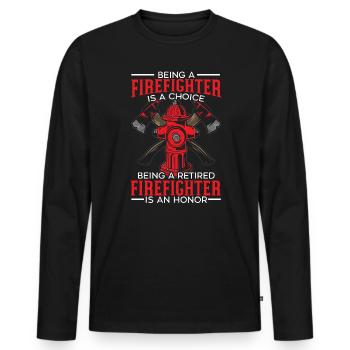 Feuerwehrmann Feuerwehrauto - Männer Premium Bio Langarmshirt - Schwarz - Vorne - Nico (187cm)