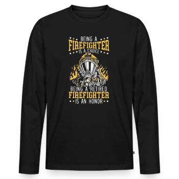 Feuerwehrmann Feuerwehrauto - Männer Premium Bio Langarmshirt - Schwarz - Vorne - Nico (187cm)